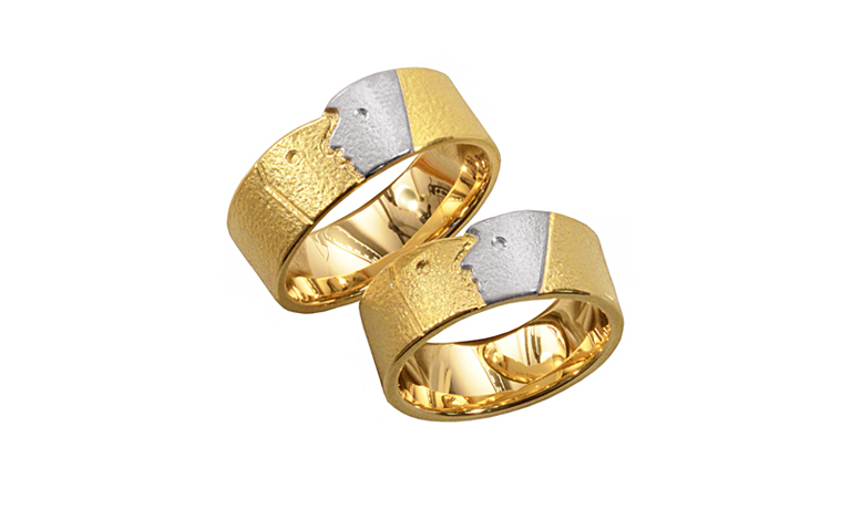 05303+05304-wedding rings, yellow and white gold 750